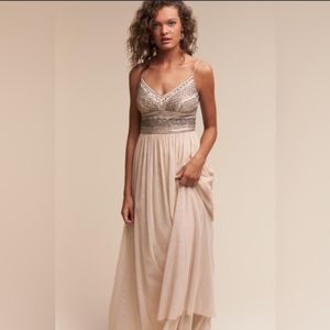 ALTAR'D STATE Champagne Embellished Bodice with Gray Beaded/Sequin Prom Dress XS